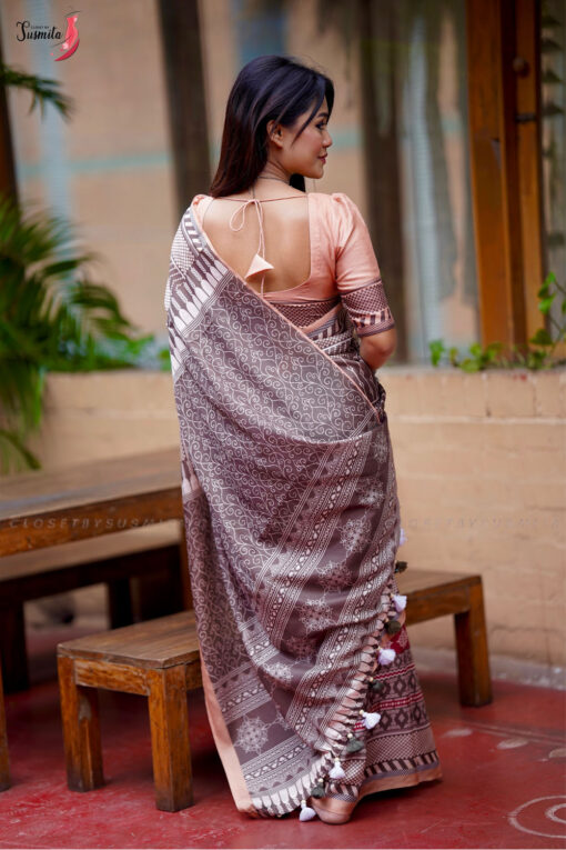 Chocolate | Susmita Glossy Silk Saree - Image 6