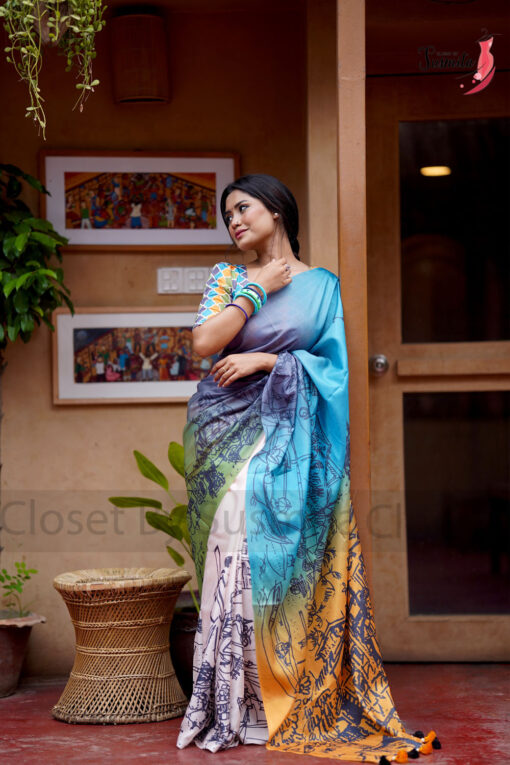 Graphite | Susmita Glossy Silk Saree - Image 3