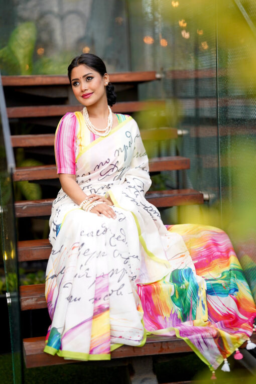 Calligraphy | Susmita Glossy Silk Saree - Image 2