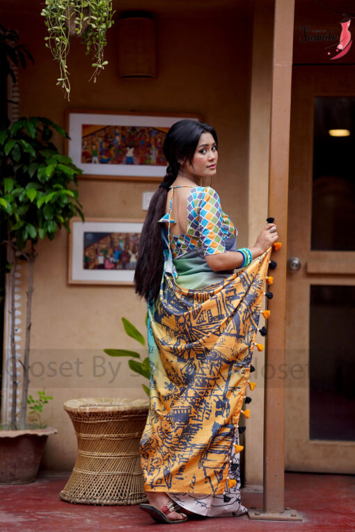 Graphite | Susmita Glossy Silk Saree - Image 3