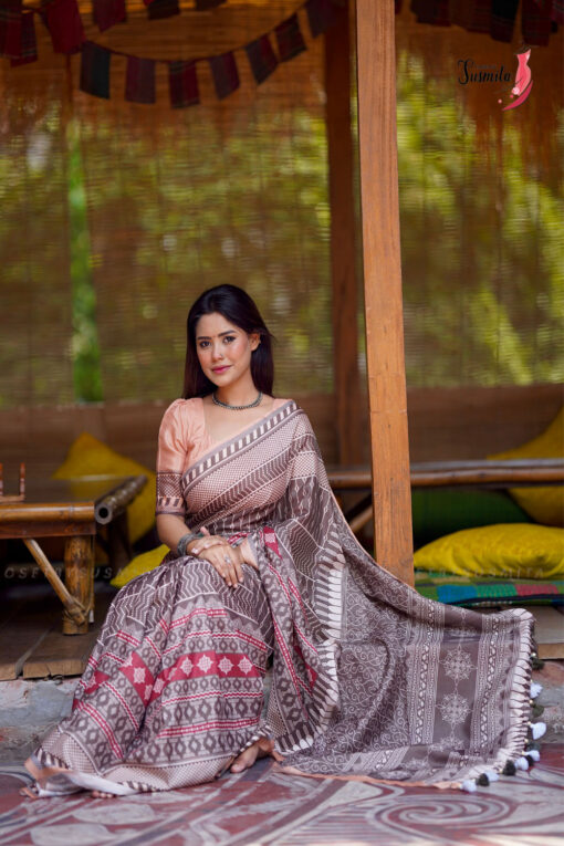 Chocolate | Susmita Glossy Silk Saree - Image 5