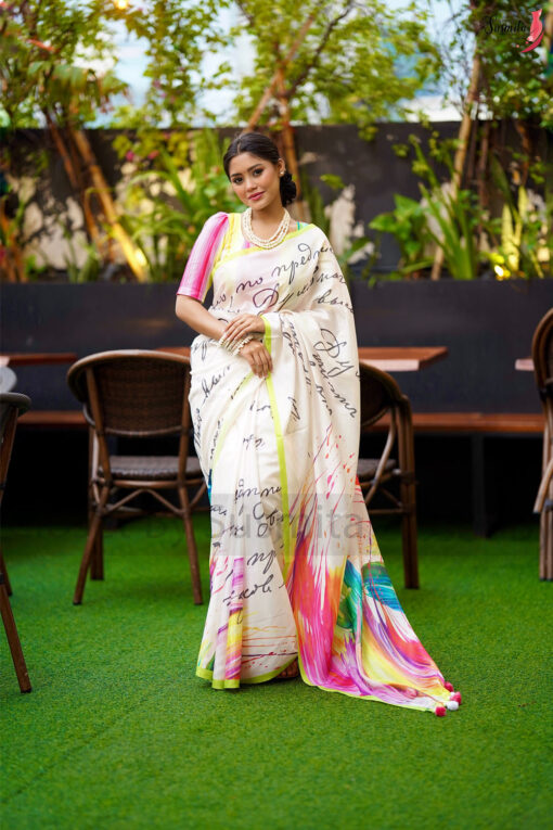 Calligraphy | Susmita Glossy Silk Saree - Image 3