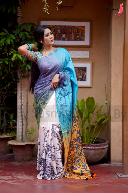 Graphite | Susmita Glossy Silk Saree - Image 2