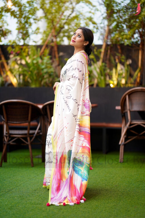 Calligraphy | Susmita Glossy Silk Saree - Image 4