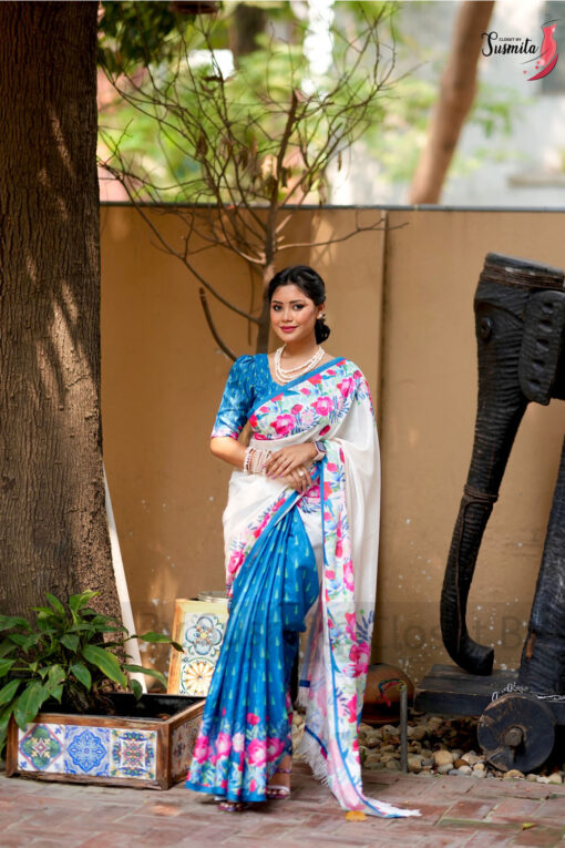 Meghla | Susmita Glossy Silk Saree - Image 3