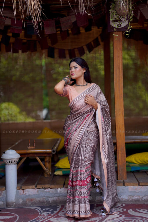 Chocolate | Susmita Glossy Silk Saree - Image 3