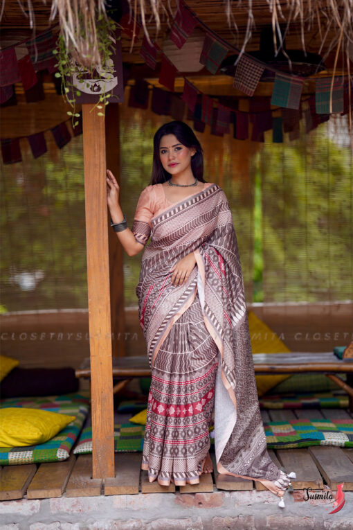 Chocolate | Susmita Glossy Silk Saree - Image 2
