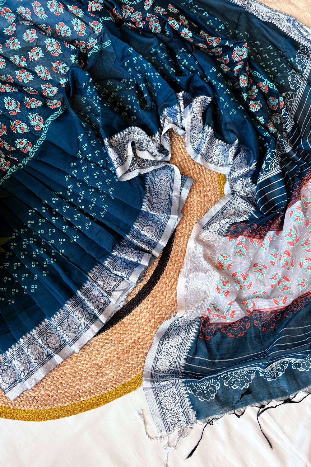 Benaroshi Par | Cotton Silk Blockprint Saree - Closet By Susmita